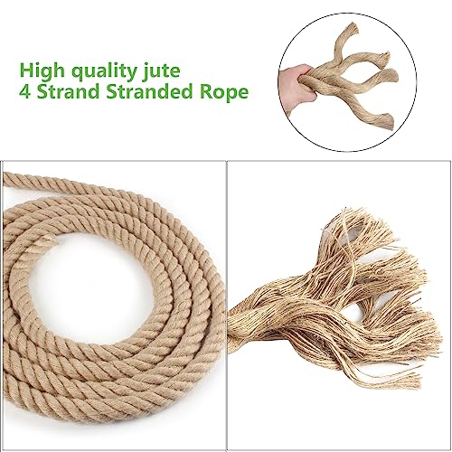Twisted Manila Rope 1-1/2 in x 100 ft Rope Thick Hemp Ropes Natural Jute Ropes for Railing Docks Tug of War Decorating Crafts Nautical Landscaping Swing Hammock - size: 1-1/2inch x 100feet