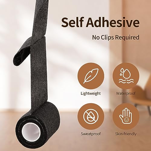12 Rolls Self Adhesive Bandage Wrap, Cohesive Bandage 4 inches x 5 Yards, Sports Wrap Tape, Also for Horses & Dogs as Breathable Vet Wrap (Black) - color: Black