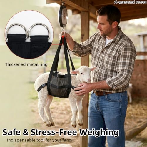 Calf Sling for Weighing Animals, Reinforced Goat Harness, Livestock Sling with Adjustable Straps, 300 LB Animal Weighing Sling for Calf Weight Small Animals, Lambs, Dogs & Piglets