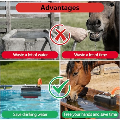 EyGde 2 PCS Water Trough Float Valve for Stock Tank, Includes 3/4" Hose Metal Connectors, PTFE Tape, Automatic Water Level Control Device for Livestock Waterer, Poultry, Cattle, Goat, Pool, Pond
