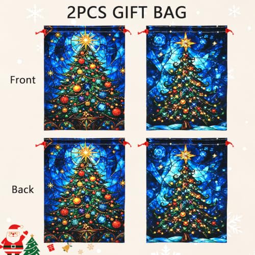 KzgtY Christmas Tree 2PCS Gift Bags with Drawstring, 16 x 12 Inch Reusable Present Sacks for Christmas,Brithday, Holidays,Parties & Gift Packaging - color: Christmas Tree