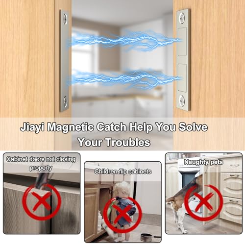 Magnetic Door Catch, Drawer Magnets to Stay Closed, Jiayi 30 LB 2 Pack Cabinet Door Magnets for Closures Wardrobe Cabinets Closet Closing - color: Sliver