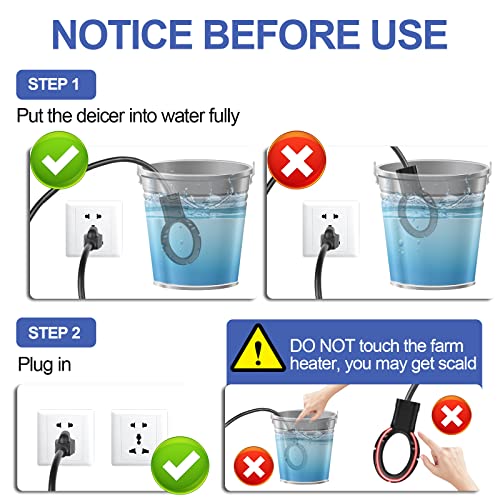 500W De-icer Submergible Bird Bath Heater Aluminum Cast for Livestock Poultry Horses, Cows, Birds, Wildlife Drinking Indoor Outdoors in Winter with 10 Foot Cord Birdbath Water Heater