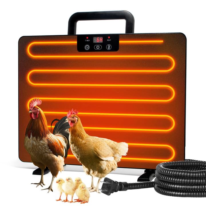 Chicken Coop Heater Radiant Heat Panel,Heat Warmer for Chicken Coop,Chicken Heater with Control Timing Function & Adjustable Temp for Chicken Kitten Pet Animal