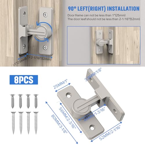 90 Degree Barn Door Lock, Heavy Duty Locks, Nickel | Flip Sliding Gate Latches for Garden, Bathroom, Garage & Sliding Doors - size: 1 Pack Nickel