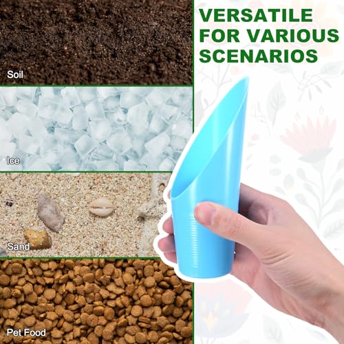 M METERXITY 6-Pack Bonsai Soil Scoops, Plastic Garden Soil Scoops Bucket Shovel Potting Scoopers for Transplanting/Flower Planting/Plant Succulent, Colorful Small Gardening Tools [Blue] - color: Blue