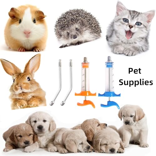 2 Pcs Goats Feed water filler, Drench Nozzle, Reusable, Adjustable Dosage, for Cattle, Sheep, Goats, Horse, Pig, Dog Supplies (Blue+Orange 20ml) - size: G (2ps 20ml)