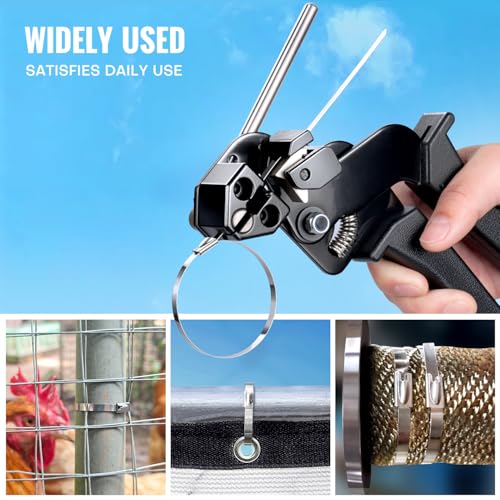 Stainless Steel Cable Tie Gun Kit + 200 Pcs Metal Zip Ties | All-In-One Dual-Size (11.8" & 7.8") Fastener Set with Industrial Shears for Farm Fence & Wire Mesh Repair