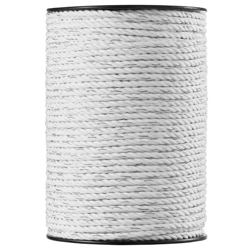 VEVOR Electric Fence Wire, 656Ft 200M Portable Polywire, 1/4" Diameter 6 Stainless Steel Strands for Reliable Conductivity and UV, Rust Resistance, Fencing Rope Line for Horse, Cattle, Livestock - size: 656Ft 200M, style: 1/4" Strands