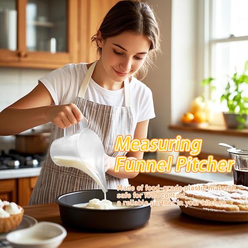4 Pack Measuring Funnel Pitcher,PlasticMeasuring Cup with Long Spout,Large for Bakeware,Pancake,Batter,Muffin,Cakes,Soap Making,Watering Plants(1000Ml)