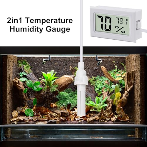3Pcs Fahrenheit Thermometer Hygrometer Mini Digital with Probe Electronic Temperature Humidity Gauge Meters Indoor LCD Display for Humidors,Greenhouse,Garden,Incubator Reptile Terrarium