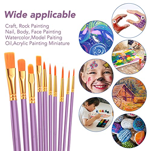 ESRICH 160PCS Paint Brushes, Paint Brush for Acrylic Painting | Artist Paintbrushes for Oil Watercolor, Body Face Rock Canvas, Small Paint Brushes for Kids, Purple - color: Purple, size: 160