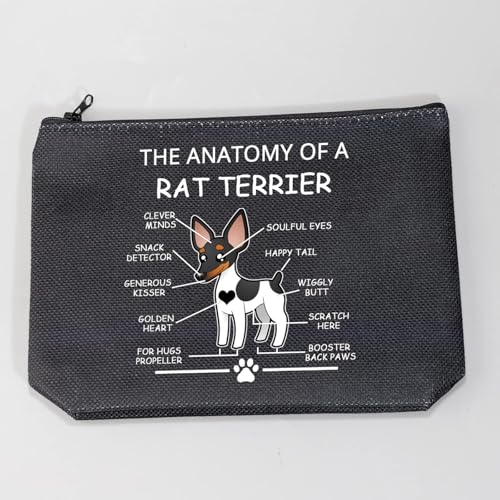 LEVLO Funny Rat Terrier Lovers Gifts: The Anatomy of A Rat Terrier Cosmetic Bags for Veterinary Mom Travel Toiletry (Black) - color: Rat Terrier-Black
