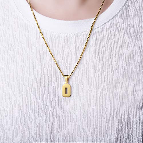 Number Necklaces Personalized Necklaces 18K Gold Plated Initial Number Pendant Stainless Steel Chain Sports Necklaces for Men Women - color: Gold, style: 4