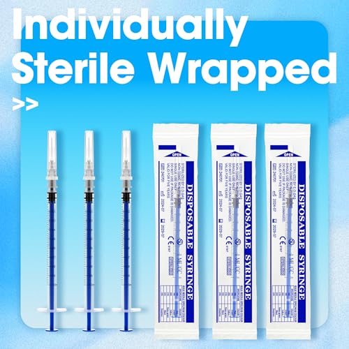1mL/cc Disposable Luer Slip Syringe 27G 1/2 inch for Lab Use, Individually Wrapped, Pack of 50 - style: 1ml-27G-0.5" (Luer Slip)