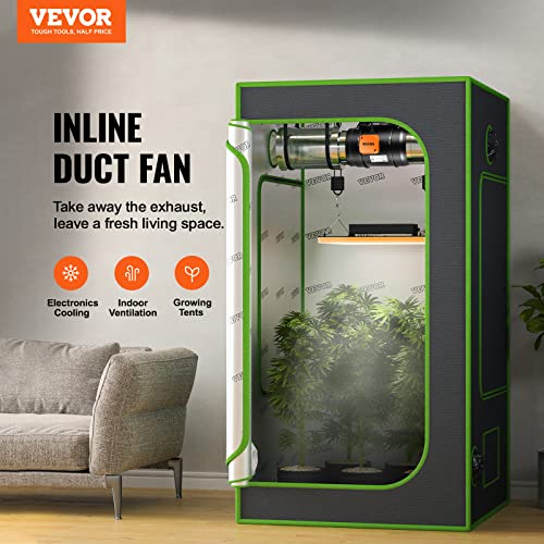VEVOR Inline Duct Fan, 8-Inch 750 CFM with Variable Speed Controller, Quiet AC-Motor Ventilation Exhaust Fan for Cooling Booster, Grow Tents, Hydroponics | for Cooling Booster, Grow Tents, Hydroponics, Quiet AC-Motor, with Variable Speed Controller, Vibra