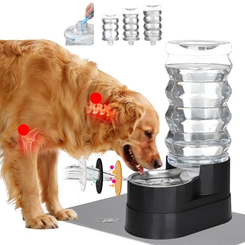 RIZZARI 9L Elevated Dog Water Dispenser: Large Stainless Steel Bowl | Comfortable Elevated Design/Cleaner Drinking Surface/Busy Pet Owner Friendly/Indoor Everyday Use/Easy Daily Maintenance - color: Jet Black, size: 9L