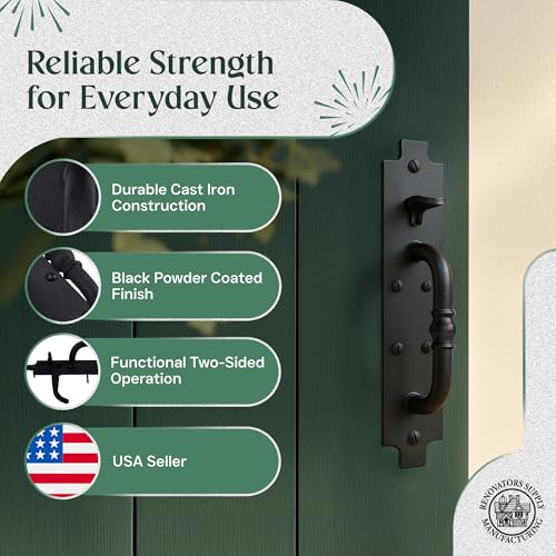 Renovators Supply Manufacturing Black Cast Iron Norfolk Thumb Door Latch Colonial Style with Mounting Hardware - color: 8-inch Norfolk, size: Pack of 1