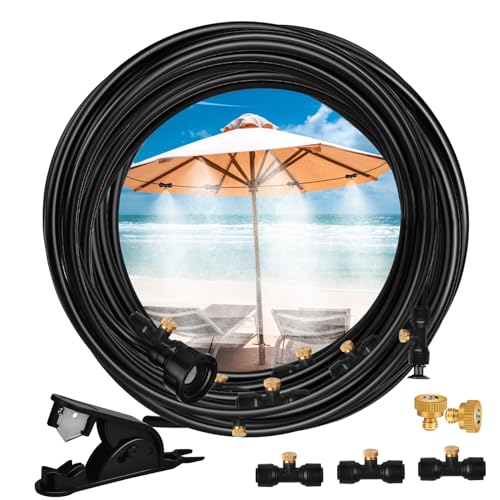 100FT Misters for Outside Patio, Outdoor Water Misting Cooling, Misting System, Backyard Mist Kit, for Garden, Fan, Gazebo, Greenhouse, Trampoline for Waterpark