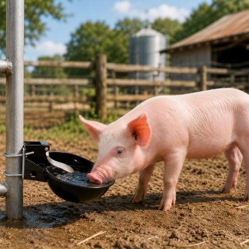 1 Pcs 2.5 L/ 0.66 Gal Automatic Livestock Waterer, Heavy Cast Iron Push-Paddle Water Trough, Black Stainless Steel Livestock Water Bowl for Horse Cattle Goat Pig 11.8 x 9.06 x 3.94 Inch