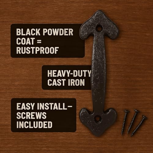 7 Inch Heart Barn Door Handle - Black Cast Iron Pull for Sliding Doors, Gates, Sheds, Fences, Closets - Indoor Outdoor Farmhouse Hardware - size: 7", style: Heart