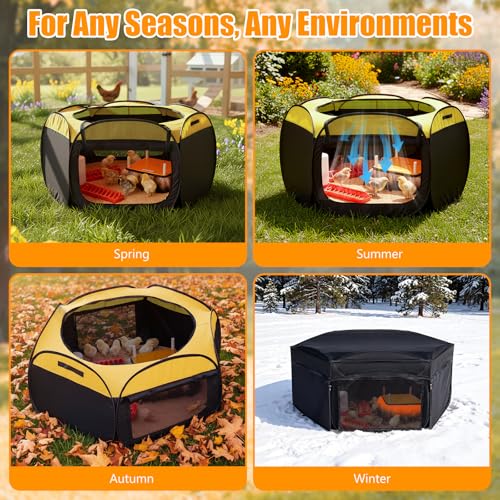 14 in 1 Pop Up Brooder Box for Chicks Starter Kit, Foldable Brooder Box, Complete Baby Chick Supplies with Heating Plate, Custom Feathers, Grass Mat, Feeder & Waterer for Baby Chicks, Ducks, Quail