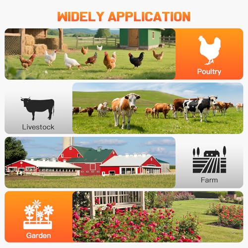 20 Miles Solar Electric Fence Charger, 0.3-2.0J Adjustable Output | Farms & Ranches, 6W Solar Panel, 18Ah Lithium Battery, 6-12KV 0.3-2.0J Adjustable Output, Day & Night Mode, IP55 Waterproof - color: Orange