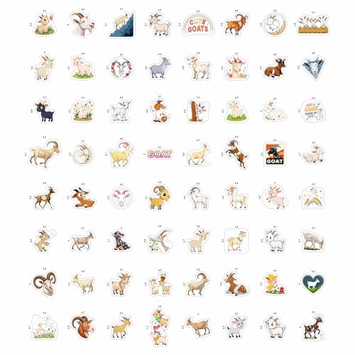 100Pcs Goat Stickers Bulk for Laptop, Water Bottle - Goat Gifts and Party Supplies - Farm Animals Stickers - Gift for Women & Men - color: Goat Stickers