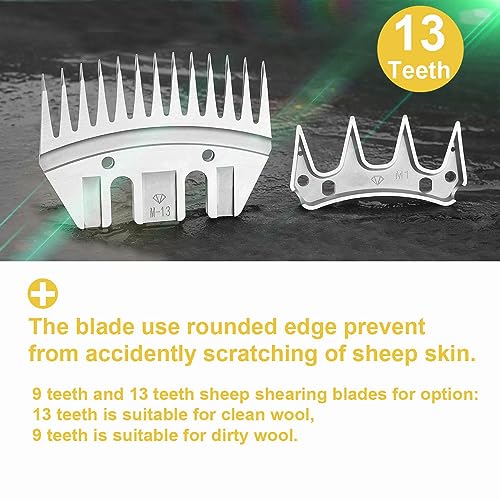 13 Tooth Sheep Shears Replacement Blades PRO Universal Blade for All Major Brands Oster GDJOB TAKEKIT BEETRO Dragro Lister Heiniger Sheep Clippers for Sheep Alpacas Goats (13 Tooth Silver) - color: 13 Tooth Silver