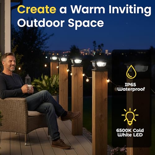 Brighticonic Solar Post Cap Lights Outdoor for 4x4, 3x3 – Auto On/Off Post Lights Solar Powered - Easy Install, IP65 Waterproof Deck & Fence Lights – Long Lasting Battery – 120 Lumen, WarmWhite - 2pck - color: BLK - WARMWHT-2