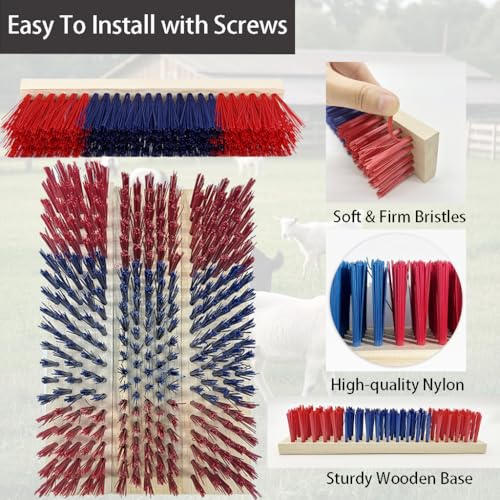 4 Pack Livestock Scratching Brushes Goat Scratcher Brush with 20 Screws,Goat Grooming & Massage Scratch Brushes for Goat Horse Cow Sheep Pig,Goat Supplies,Goat Toys(Red)
