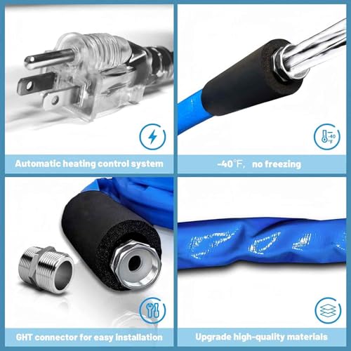 12FT Heated Rv Water Hose Camper Water Drinking Water Safe Garden Hose -45 ℉ with Electrically Heated, Lead and Bpa Free, 3/4" Adapter, Led Plug, for Rv Camper/Home Winter Accessoriesose - size: 12FT