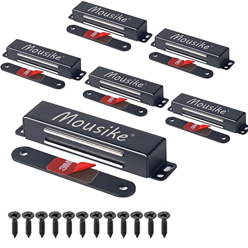 Mousike Magnetic Door Catch Heavy Duty 90lb Door Magnets with Strong Magnetic for Kitchen Cupboard Wardrobe Closet Cabinet Door Drawer Latch - color: Black, size: 6 Pack