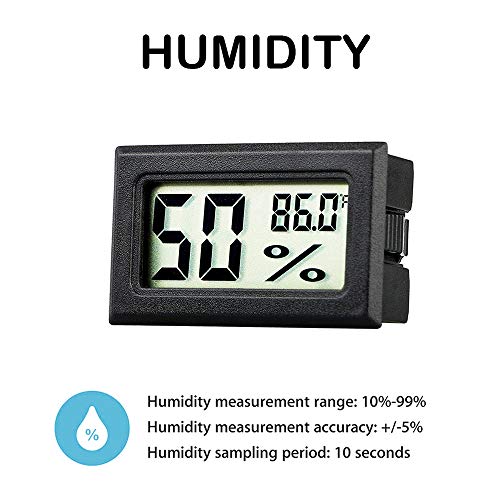 Mini Thermometer Hygrometer, Small Digital Electronic Temperature Humidity Meters Gauge Indoor LCD Display Fahrenheit for Greenhouse