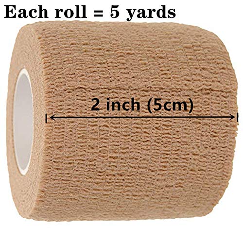 12 Pack 2" x 5 Yards Self Adhesive Elastic Bandage Wrap Stretch Self-Adherent Tape for First Aid,Sports, Wrist, Ankle (Skin Colors) - color: Skin, size: 2 Inch (Pack of 12)