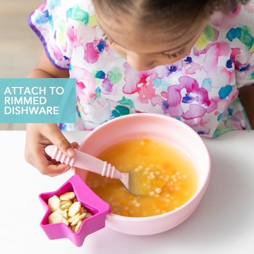 Bumkins Baby Silicone Little Dippers, Attaches to Bowls, Dishes and Plates, Sauce Cup, Holds Condiments, Dip, Puree, Toppings, Baby Led Weaning, Essential Feeding Supplies, for Babies 6 Months Up - color: Pnk-Lav 3pk, size: 3-Pack