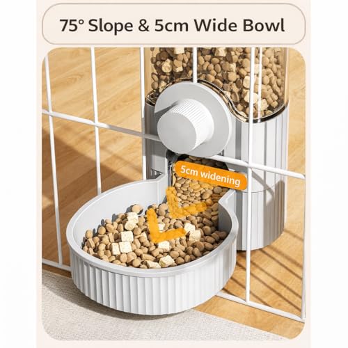 Hanging Automatic Food and Water Dispenser, Gravity Rabbit Feeder Set, Cage Cat Food Bowl Dog Feeding Station for Puppy and Kitten Rabbit Chinchilla Hedgehog Ferret (for Cage Grid Over 1.2”)