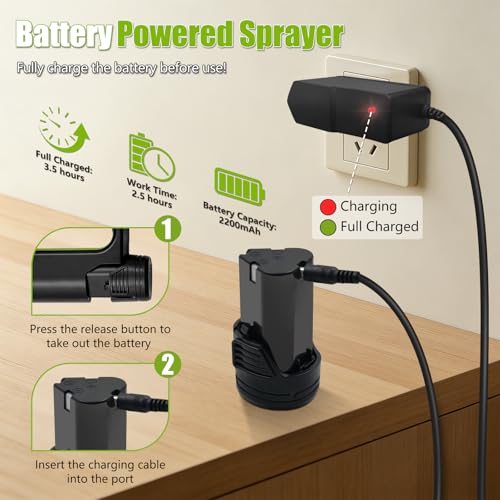 Battery Powered Backpack Sprayer 3 Gallon, Electric Garden Sprayer in Lawn | Digital Display, 3 Adjustable Pressures, Sprayer with 2.2Ah Battery & Charger Included, 45PSI, Telescopic Wand, 5 Nozzles