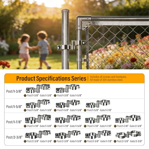 2 Pack 1-7/8" x 1-3/8" Chain Link Fence Gate Hinge, 304 Stainless Steel Heavy Duty Male Female Post Hinges with Bolts and Nuts - color: 1-7/8", size: 1-3/8"