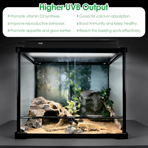 UVB Light for Reptiles Bearded Dragon, T5 UVB Reptile Light Fixture HO UVB Bulb Lighting Combo Kit 10.0 39W UVA UVB Reptile Light Bulb Terrarium Lamp Tube Bar for Snake Gecko Turtle Lizard, 34 Inch - size: T5-34Inch