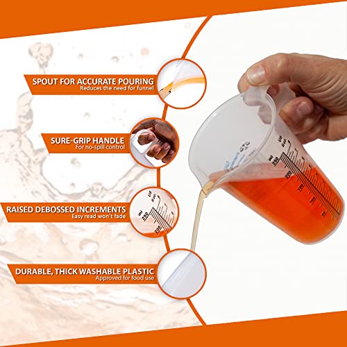 8oz 1 Cup Measure Pitcher with Convenient Conversion Chart– Food Grade - Great for Cooking, Home Hobbies, Aquariums, Pet Additives, Medical and Lab Chemicals with High Chemical Resistance by Turnah - size: 8oz