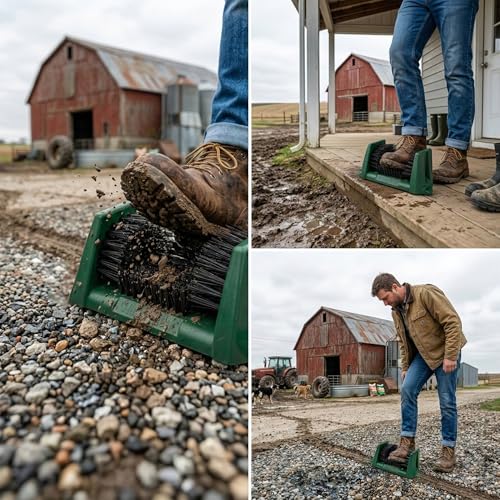 Neat Feet Boot Brush & Boot Scraper | Mountable Shoe Cleaner w/Screws, Injection Molded Plastic Mud Scrubber for Work Boots, Hiking & Outdoor Footwear, Weather-Resistant for Garage, Porch & Entryway