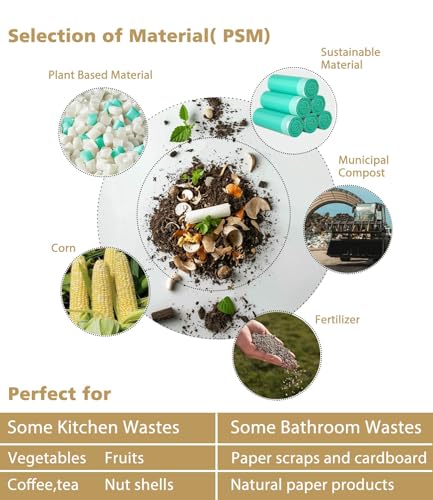 AYOTEE Compostable Trash Bags 4 Gallon Drawstring Trash Bags,100 Count | Ultra Strong Unscented Compostable Garbage Bags Small Trash Bags Waste Basket Liners for Bathroom, Kitchen, Car, Pet