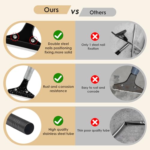 Heavy-Duty Floor Scraper, 4-Inch Razor Blade Scraper Tool, 36-Inch Long Handle, Includes 10 Extra Metal Blades, Paint Scraper for Cleaning Wall, Glass, Adhesives, Chewing Gum, Ceiling - size: 36in