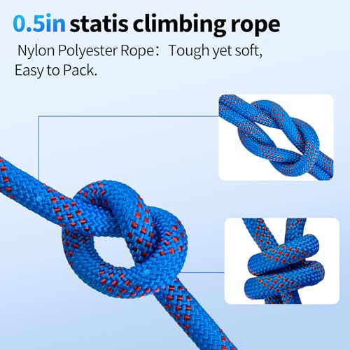 100Ft 1/2 Inch Heavy Duty Climbing Rope,Arborist Rope for Tree Pulling (Blue) - size: 100ft-Blue-1/2