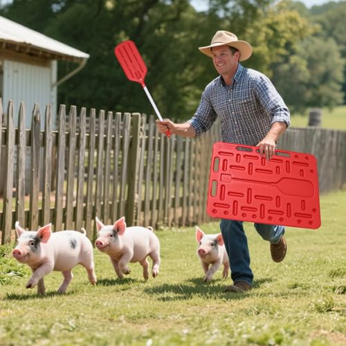 Livestock Sorting Panel with Sound Paddle 38x33 Inch Plastic Sturdy | Animal Guide Board Pigs Hogs Sheep Goats Cattle Gate Steel Ball Sound Paddle Dual Handles Portable Farm Equipment