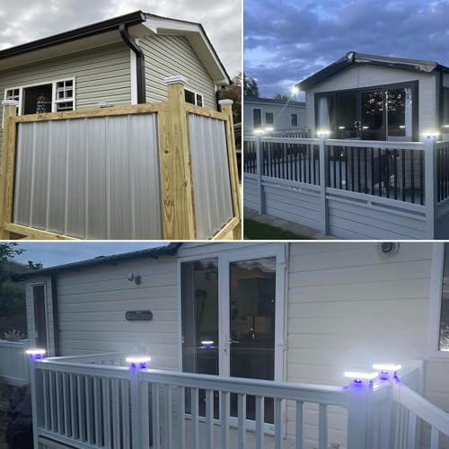 Solar Post Cap Lights 160 Lumen 52LEDs with 6500K White Lighting | Fence Post Solar Lights Fits 4x4 5x5 6x6 Wood Post, Outdoor Post Lights IP65 Waterproof, for Patio, Porch, Garden - color: White