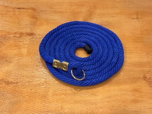 Heavy Duty Horse Lead Rope, 5/8-Inch Thick Nylon with Brass Ring - Soft Training Lead Rope for Horses with D-Ring - Heat-Sealed End for Extra Strength - Snap Link NOT Included - 10-Foot (Royal Blue) - color: Royal Blue