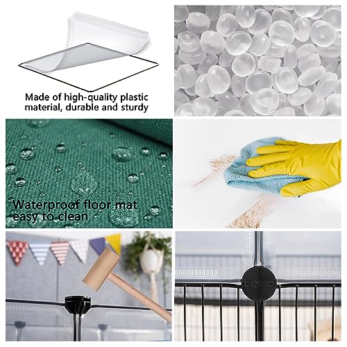 DINMO 36 Panels Bunny Playpen, Oxford Mat & Game Holes, Expandable Fence | 60.2"L x 24.8"W x 24.8"H, For Small Animal, Guinea Pig, Hamster, Ferret, Kitten Enclosure, Iron Mesh & Plastic Combination - style: Plastic and Metal Mesh Design