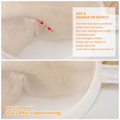 Luckyiren Kefir Strainer Set, 2-Size Plastic Non-Metal Sieve with Fine Mesh | 6.3" & 3.9" Diameter Double-size for Kefir Grains, Milk Kefir, Water Kefir & Kombucha - Durable, Food Grade & Easy Clean - color: White